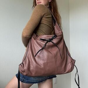 Muxo camila alves oversized hobo brown leather bag